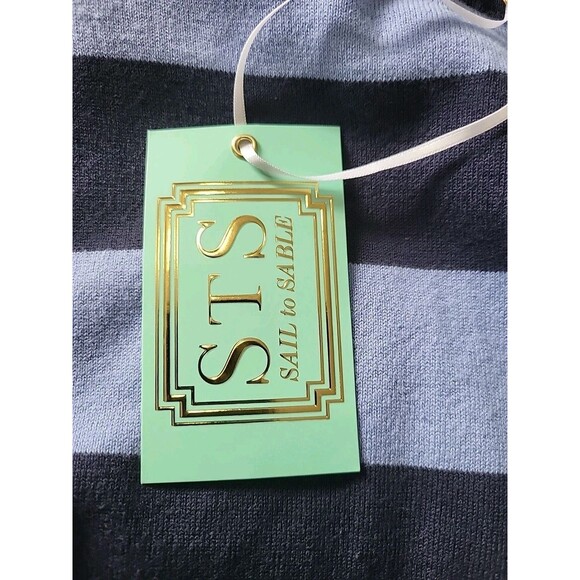 NWT STS Sail To Sable Blue/Navy Striped Fringe Nautical Tank Top Size S Shirt - Picture 8 of 10